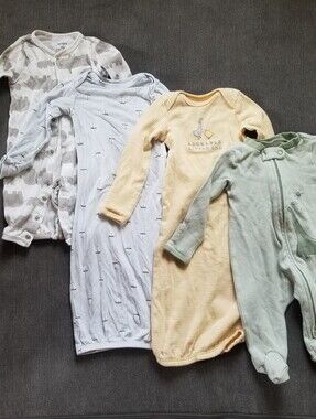 Carter's Newborn Baby Sleepwear Bundle - Yellow, Light Blue, Light Green, Gray